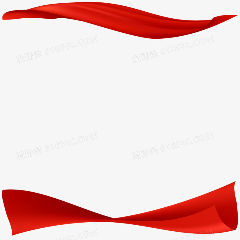 手绘党政红色丝绸边框素材