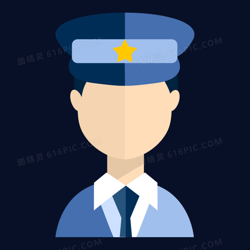 扁平卡通公安警察头像图标免抠元素