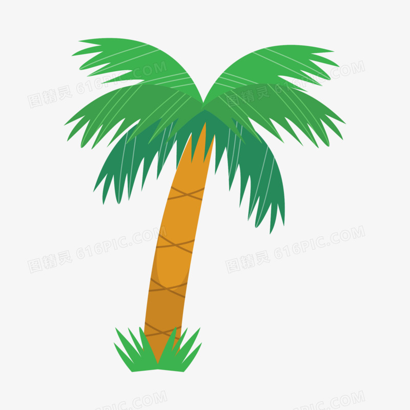 卡通手绘海边椰子树免抠元素