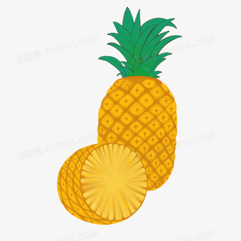 手绘热带水果菠萝免抠元素