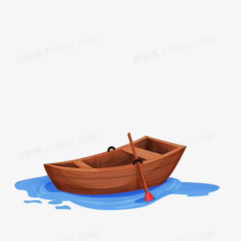 卡通手绘漂泊的小船免抠元素