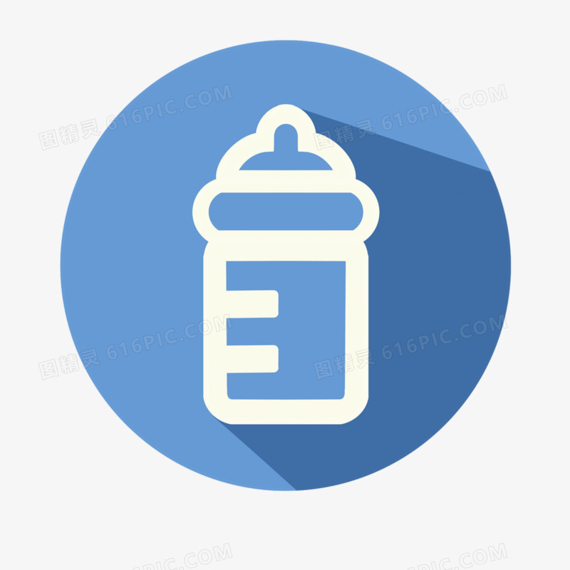 蓝色扁平奶瓶免抠图标素材