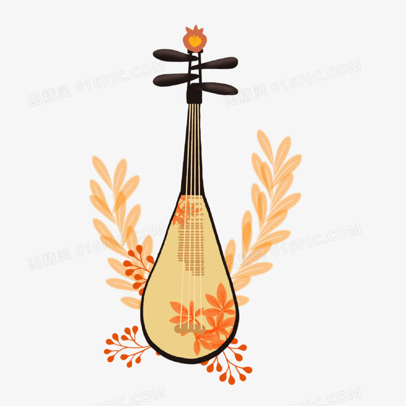 卡通手绘中国风乐器琵琶