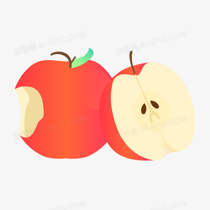 苹果核简笔画 涂色图片