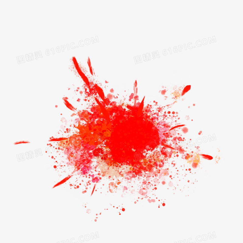 红色墨迹溅射效果装饰元素
