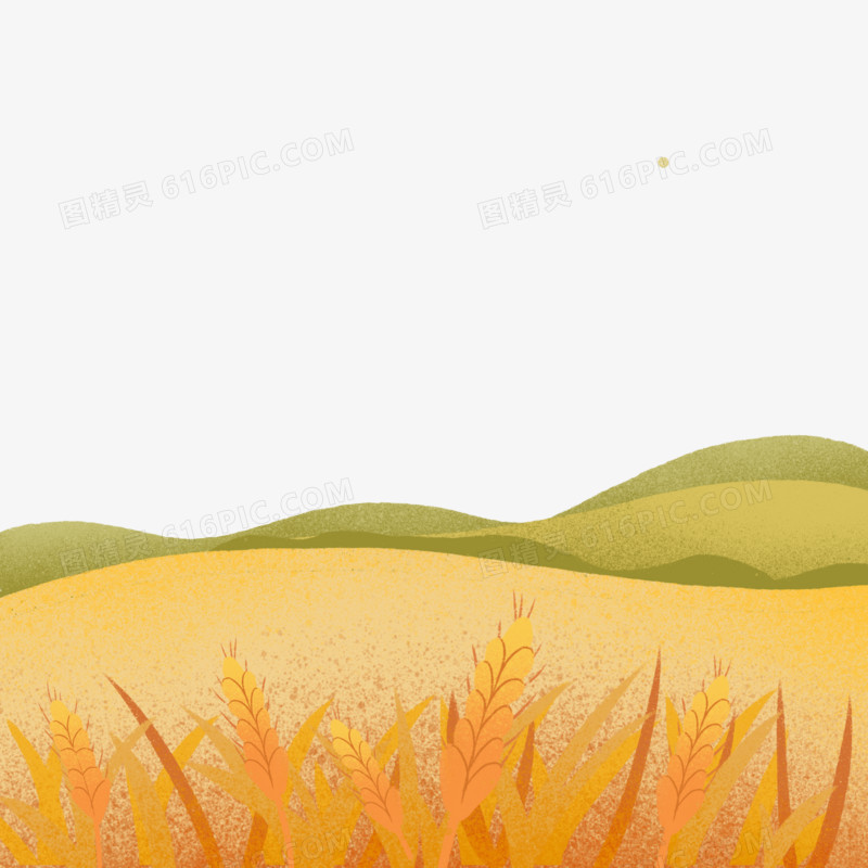 卡通手绘秋季稻田风景元素
