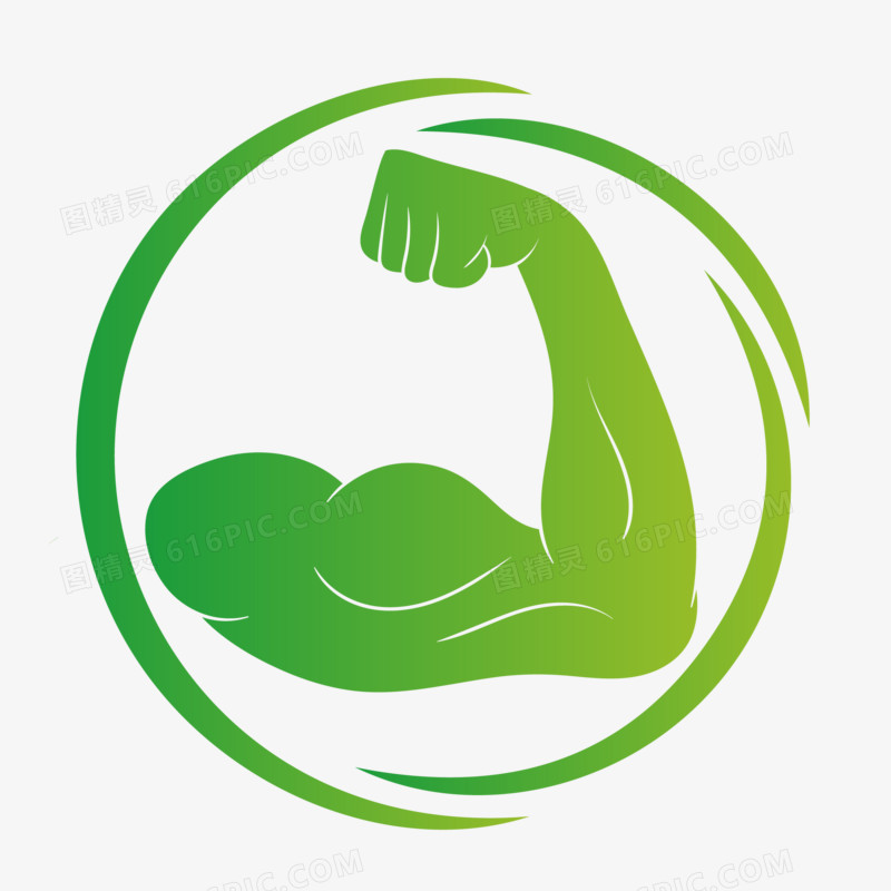 手绘绿色健身图标素材