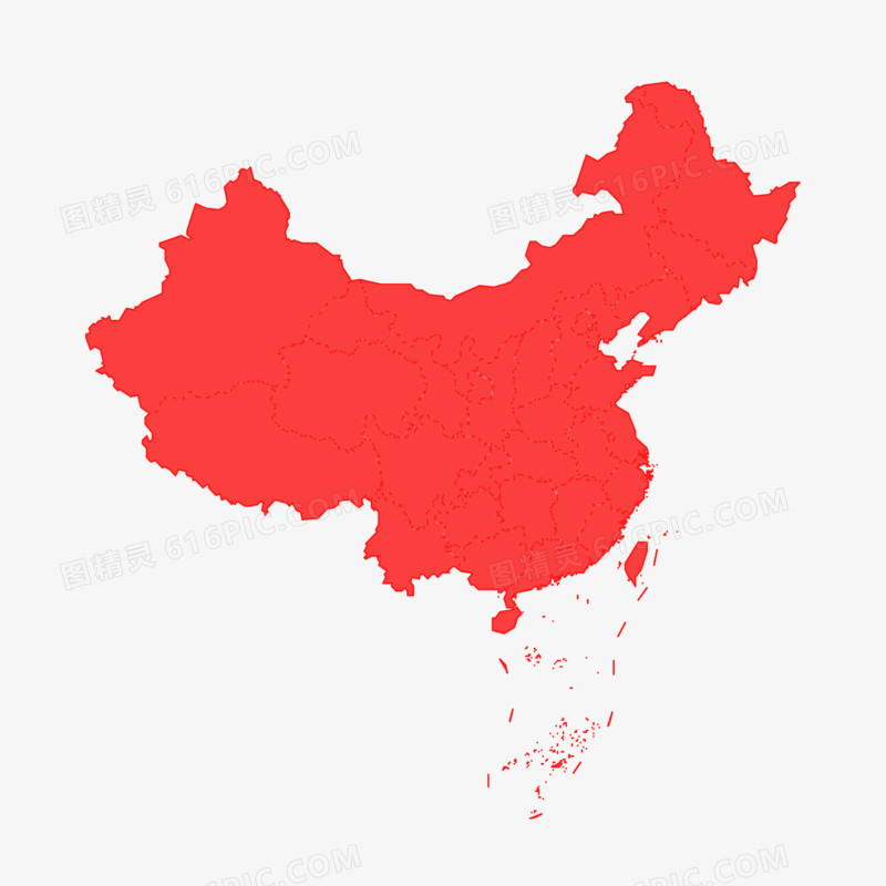 红色中国地图免抠元素