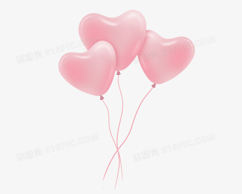 手绘粉色爱心浪漫气球装饰素材