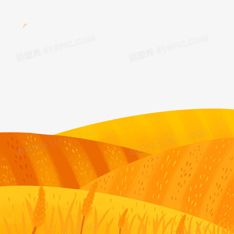 卡通手绘秋天金黄色的稻田免抠元素