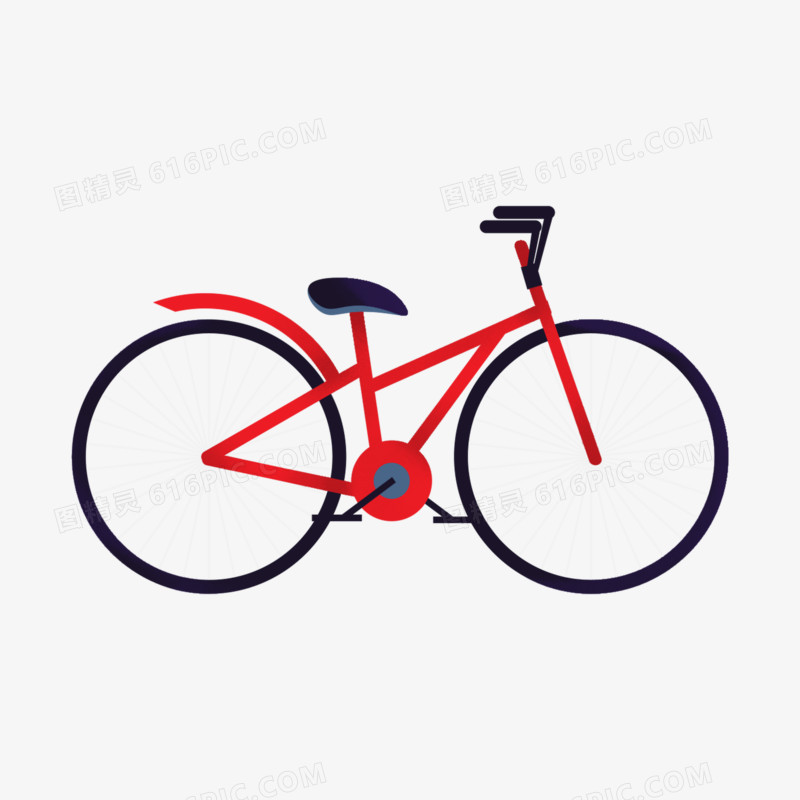 卡通手绘一两自行车免抠元素