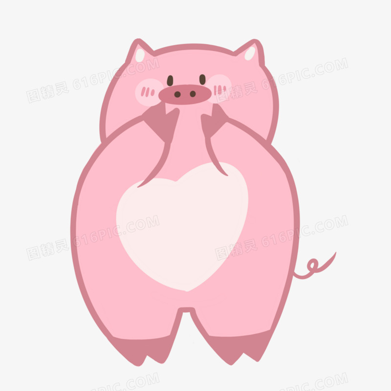 粉色卡通可爱害羞猪猪元素