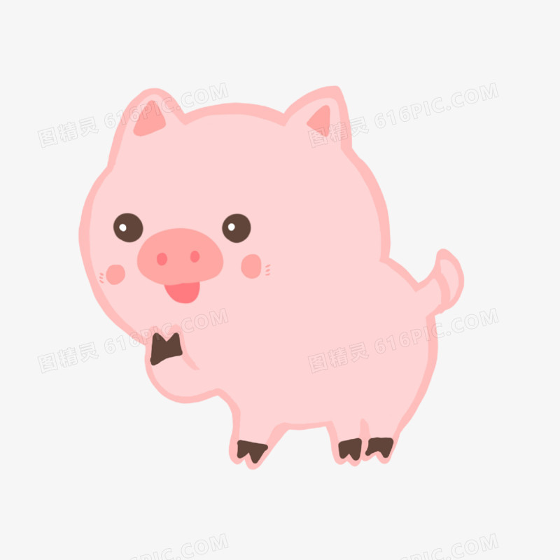 卡通粉色可爱的小猪元素