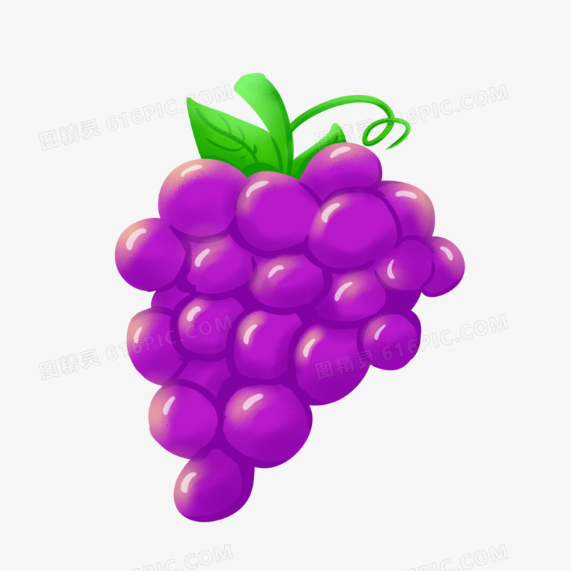 卡通手绘水果葡萄元素