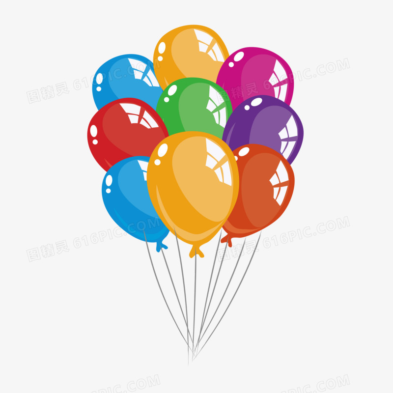 手绘一束气球免抠元素