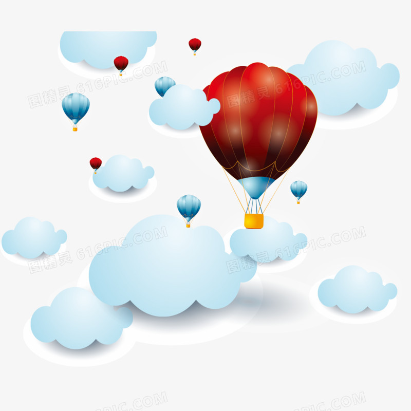 卡通热气球云朵