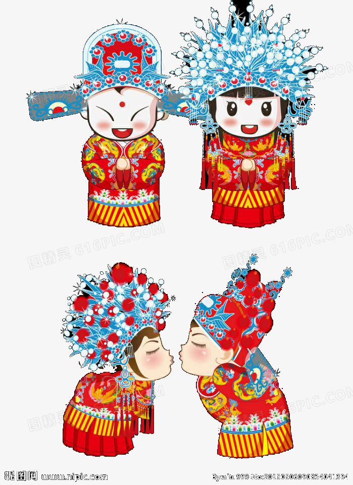 中国风浪漫卡通婚庆小情侣