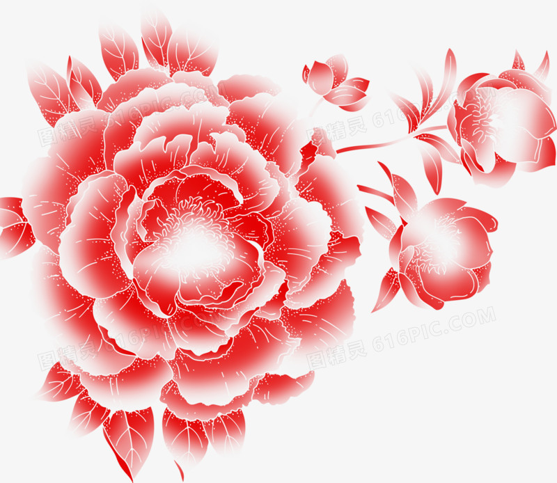 中秋节红白色花朵海报