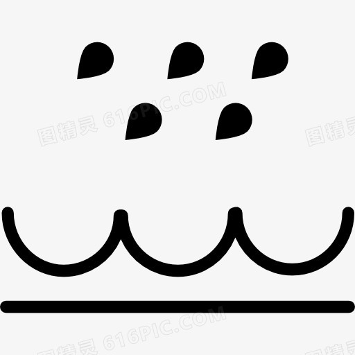 水天气符号雨水和海浪图标
