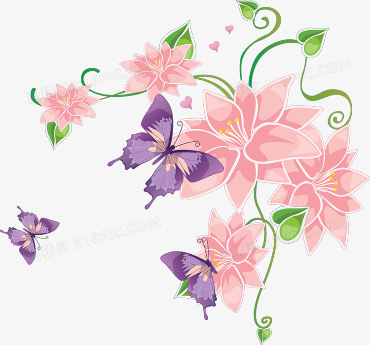 粉色的花和蝴蝶