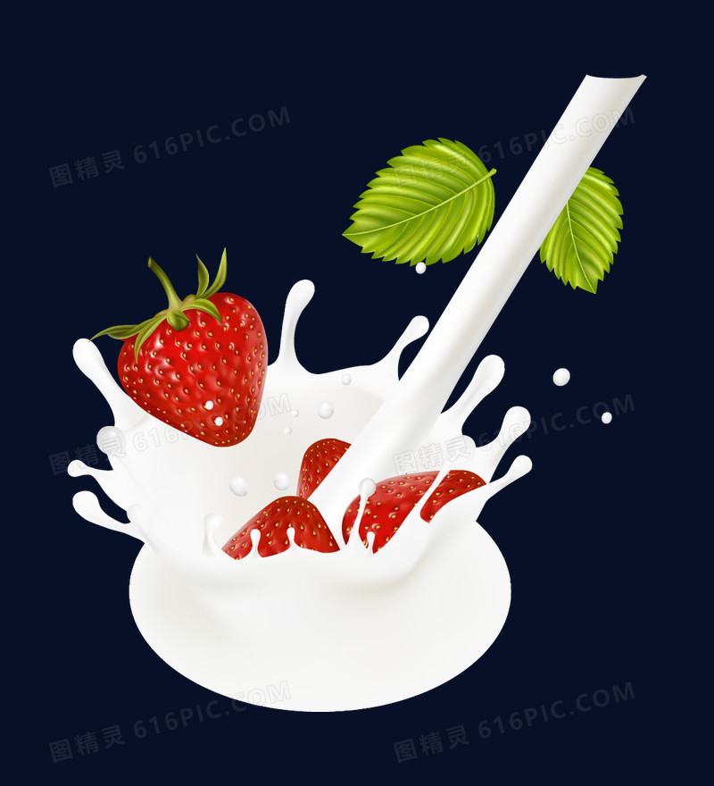 草莓水果牛奶滴喷溅