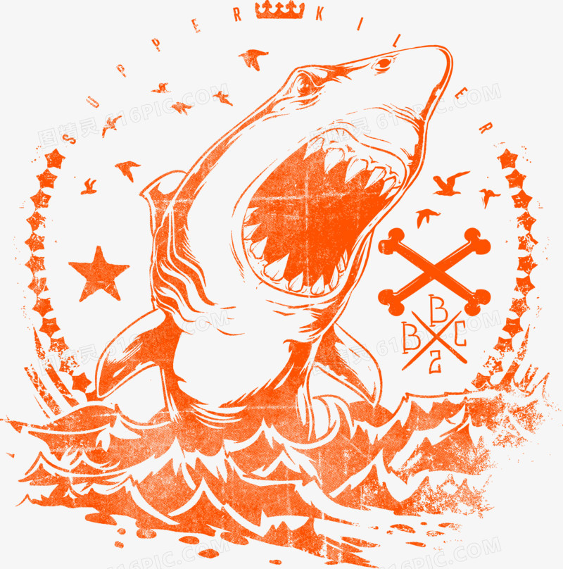 装饰橙色鲨鱼logo