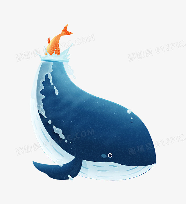 蓝色创意手绘鲸鱼