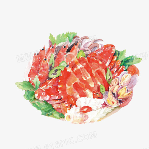 海鲜大餐手绘画素材图片