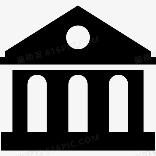 银行大楼的轮廓图标