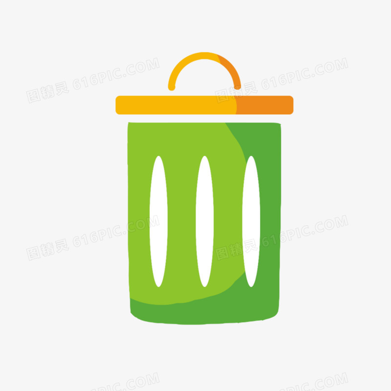 扁平风绿色垃圾桶免抠图标元素