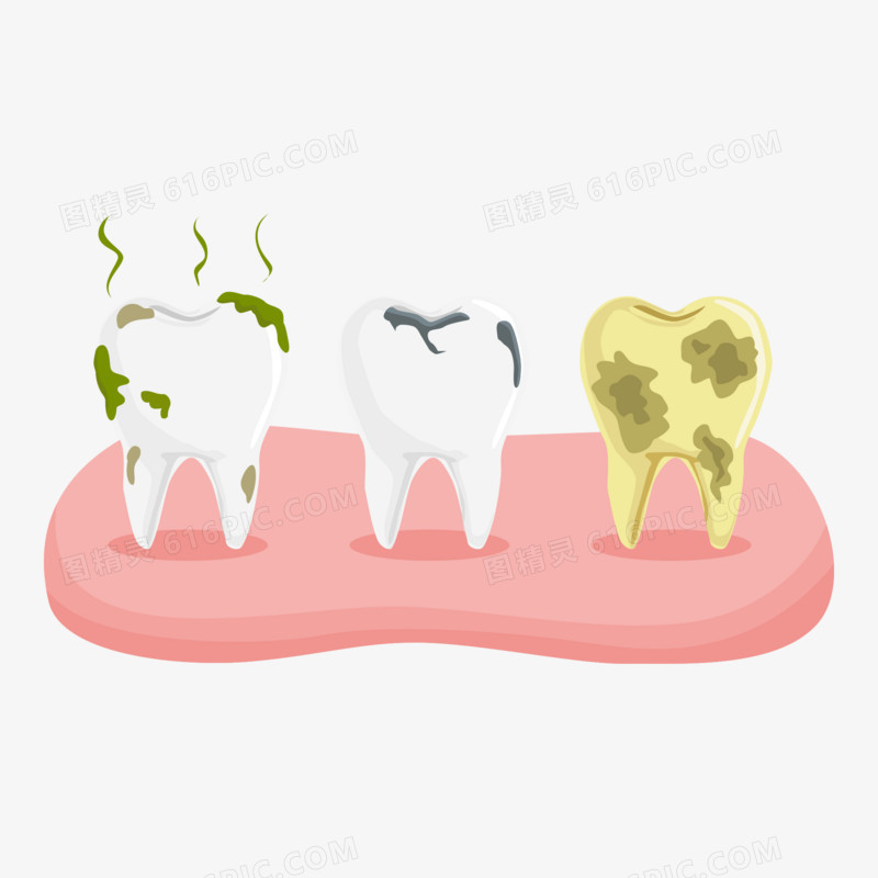 卡通手绘蛀牙坏牙免抠元素