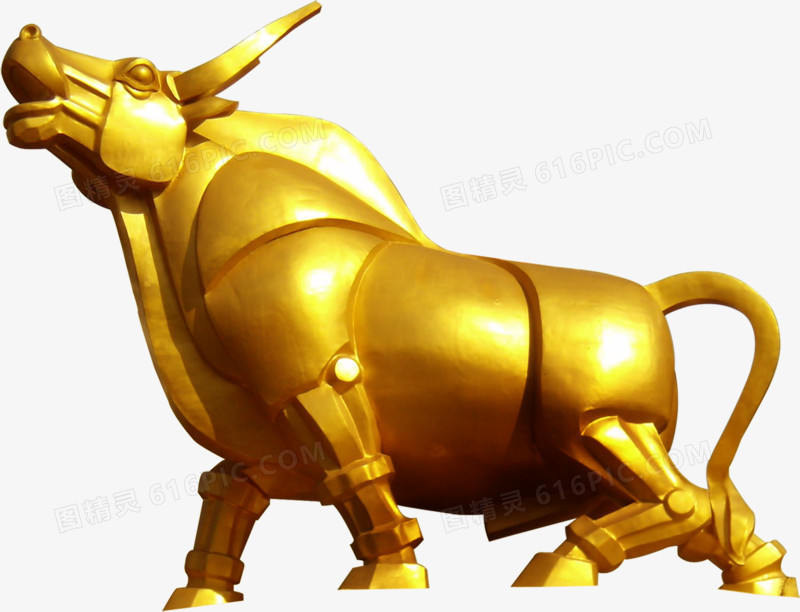 金色牛雕塑素材图片