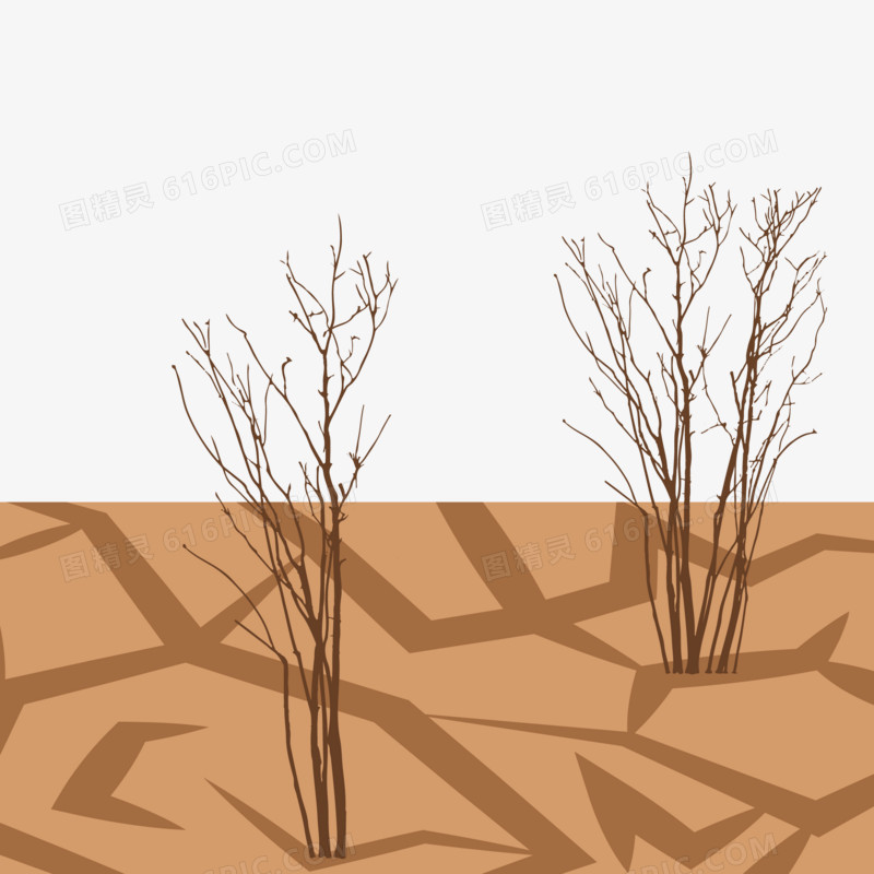 手绘沙漠干旱缺水植物素材