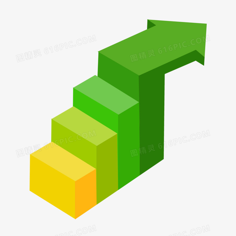 绿色立体上升阶梯免抠ppt元素