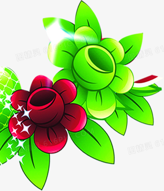 彩色绿色花朵星光