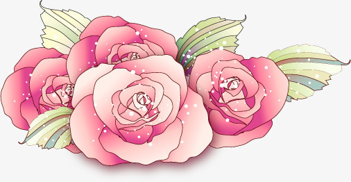 粉色手绘星光设计花朵植物