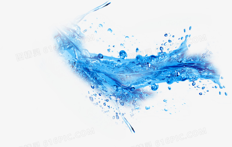 蓝色透明飞溅水花海报素材
