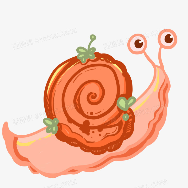 卡通手绘蜗牛免抠元素