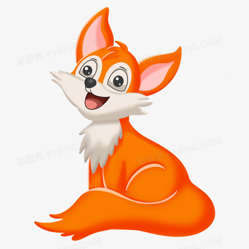 卡通手绘橙色小狐狸免抠元素