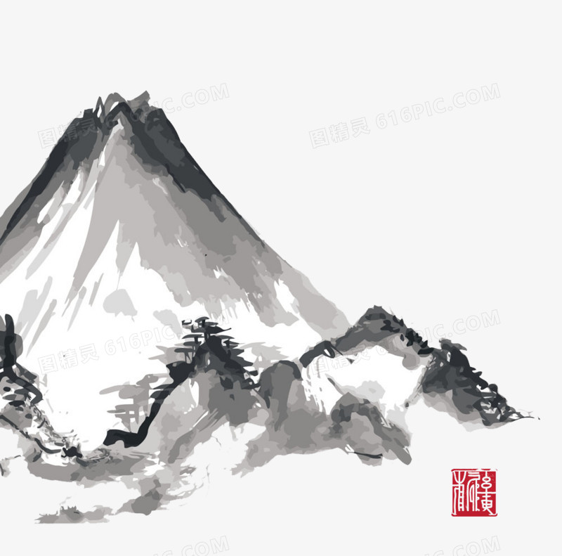 装饰图案水墨山水画