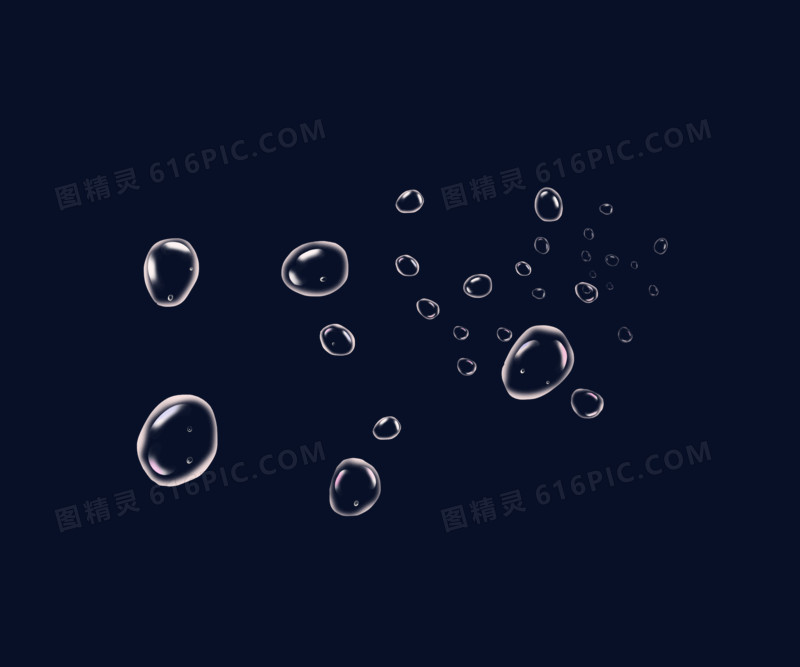 透明白色的水珠漂浮元素