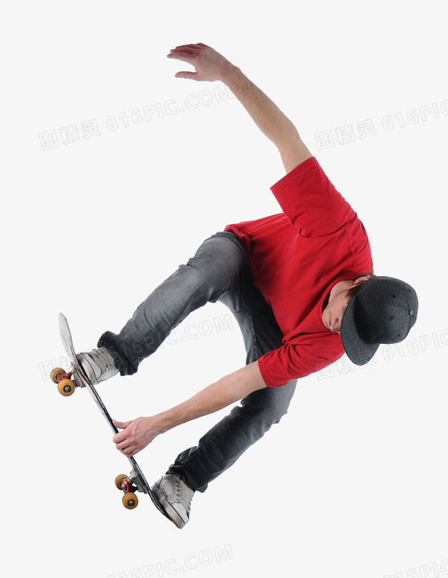 男子滑滑板素材