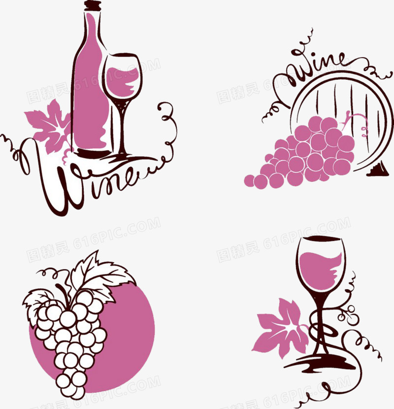 紫色葡萄与葡萄酒