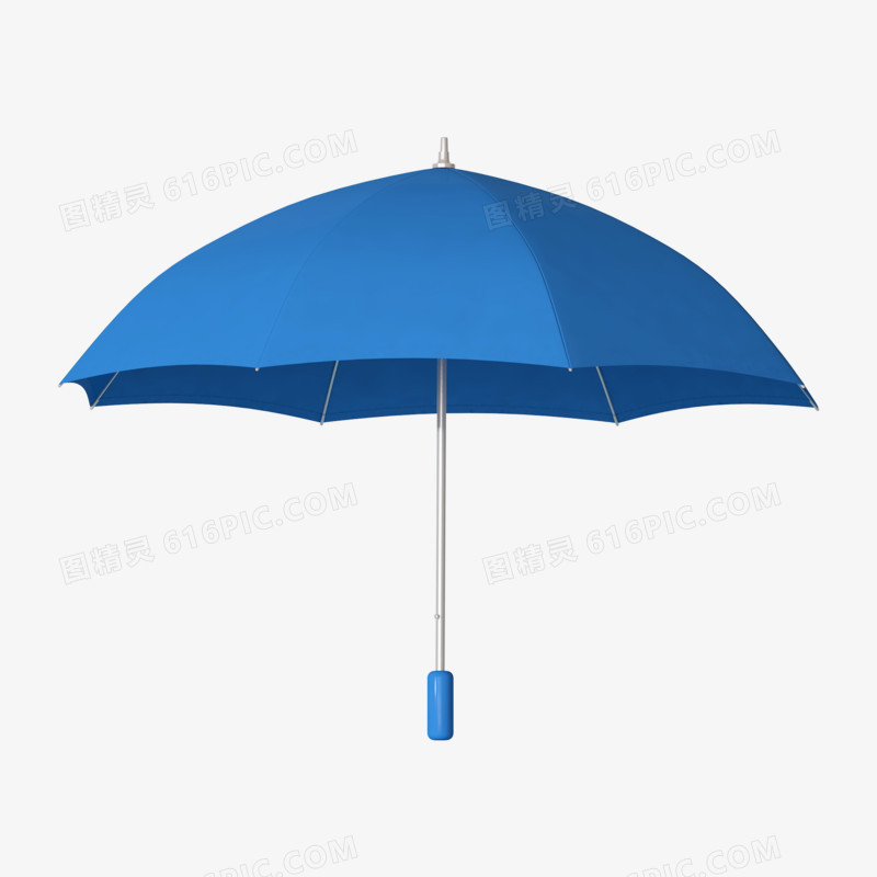 蓝色简约C4D立体雨伞