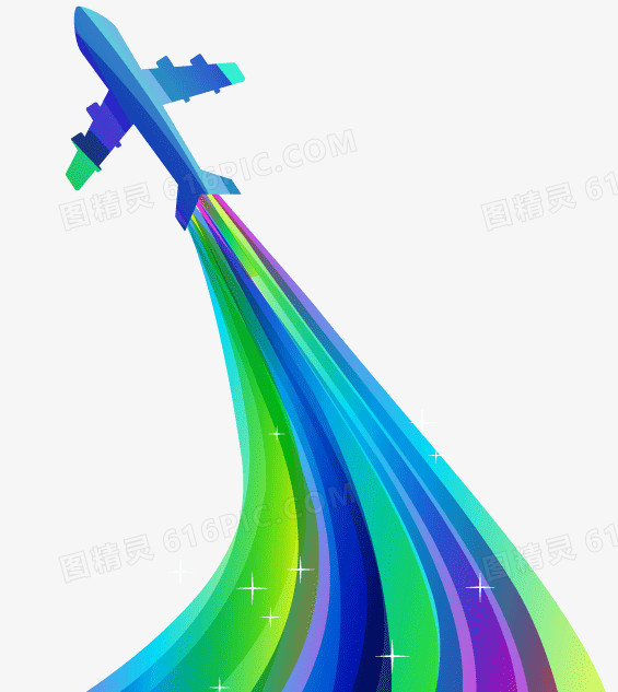 创意飞机和彩色轨迹矢量素材