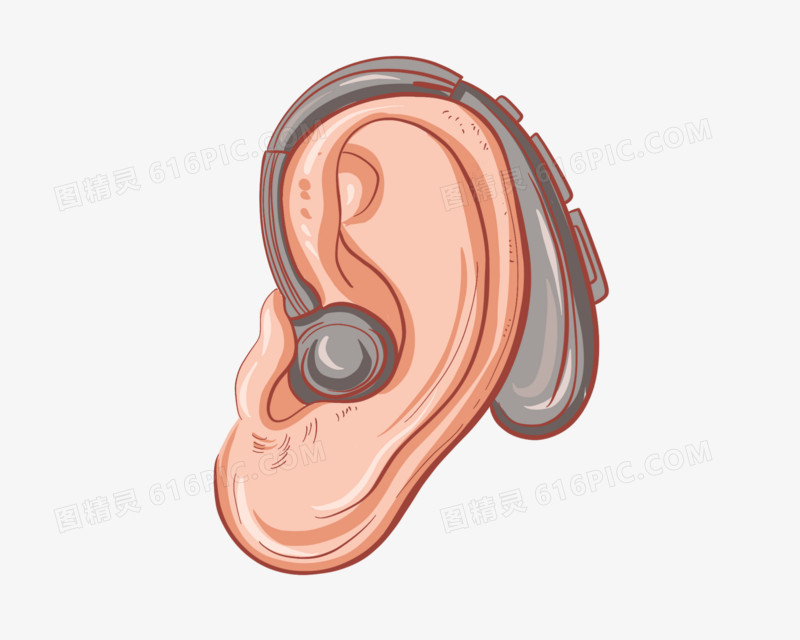 手绘关爱耳朵聋哑人助听器元素