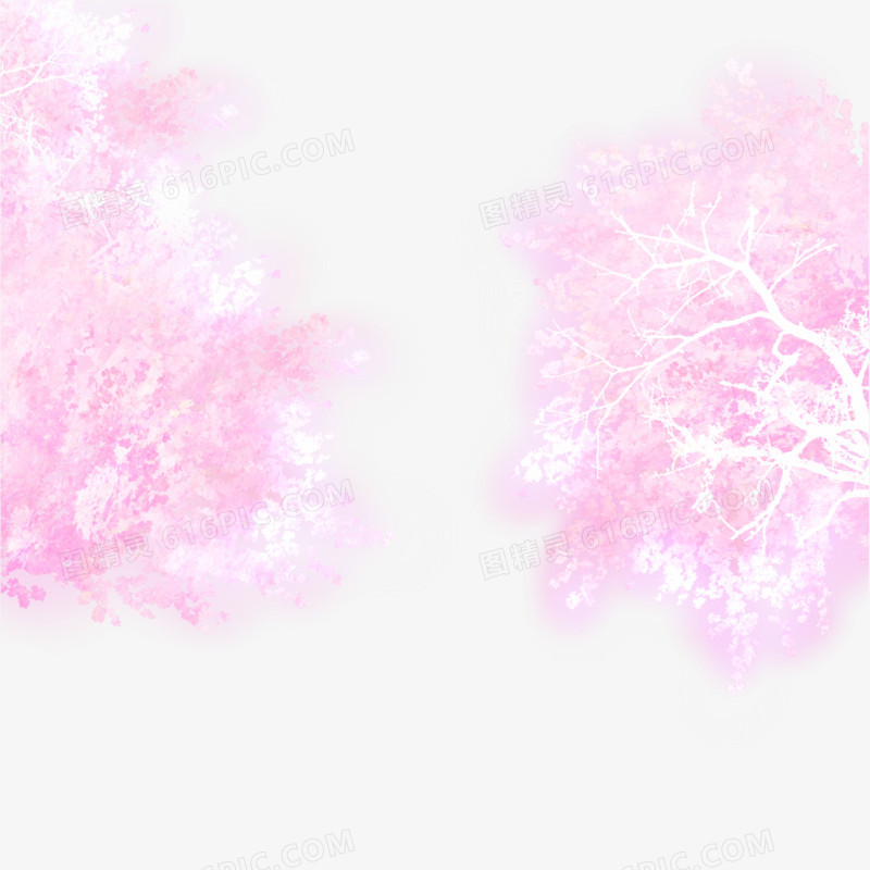 对称水彩樱花图案