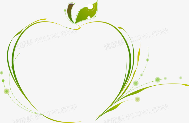 绿色卡通春天苹果设计