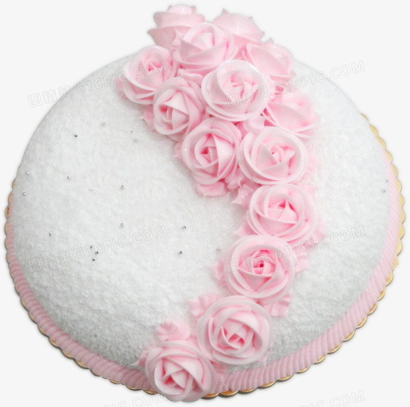 粉色玫瑰花朵圆形蛋糕