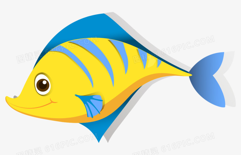 卡通手绘可爱黄色小鱼